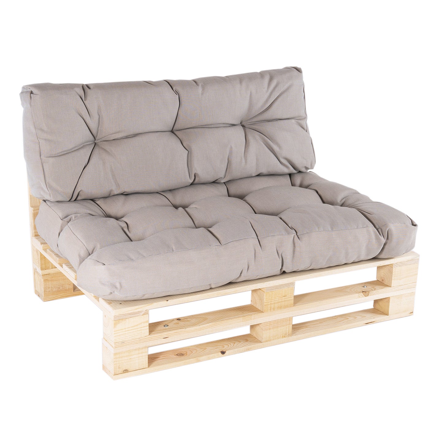 Sofá De Palet + Cojín De Asiento 80x120x16 Cm + Cojín Respaldo 42x120x16 Cm, Lux Color Cappuccino, Repelente Al Agua_0