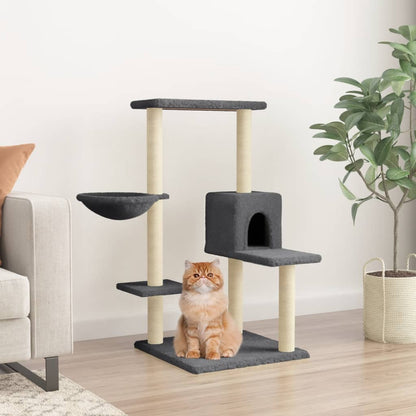 Rascador Para Gatos Con Postes De Sisal Gris Oscuro 95 Cm_1