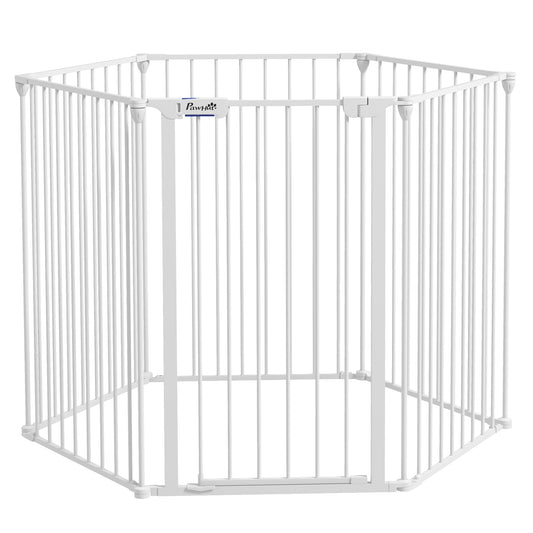 Pawhut Parque Para Perros Plegable De 6 Paneles Acero 123x102x90 Cm Blanco_0
