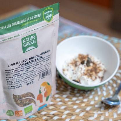 Sementes biológicas NaturGreen de linho, cânhamo, abóbora e chia 150 gr