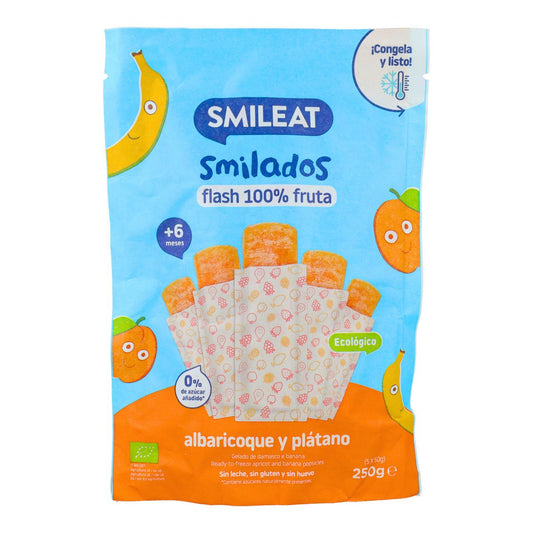 SMILADO Gelado Flash Orgânico de Damasco e Banana, 100% Fruta para Crianças SMILEAT