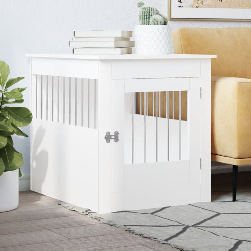 Jaula Para Perros Estilo Mueble Blanco 64,5x80x71 Cm Material De Madera_1