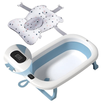 Bathby Bañera Plegable Azul Para Bebés, Cojín Reductor, Termómetro, Patas Antideslizantes (azul Pastel)_1