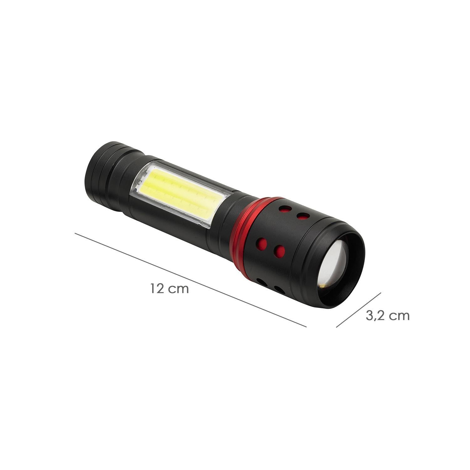 Linterna Led De Mano Metalica Bateria Recargable (1.200 Mah) Luz Frontal / Lateral Hasta 300 Lumenes 5 Watt. Con Función Zoom_1