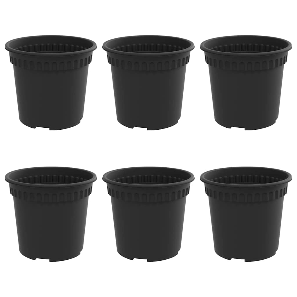 Maceta Redonda Para Flores 6 Pcs Negro Ø 15 X 12 Cm Plástico_0