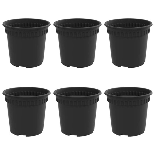 Maceta Redonda Para Flores 6 Pcs Negro Ø 15 X 12 Cm Plástico_0