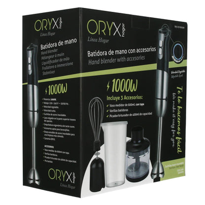 Batidora De Mano, Incluye Accesorios, 1000 W. Velocidad Regulable. Con Vaso Medidor, Picador - Triturador Y Varillas._2