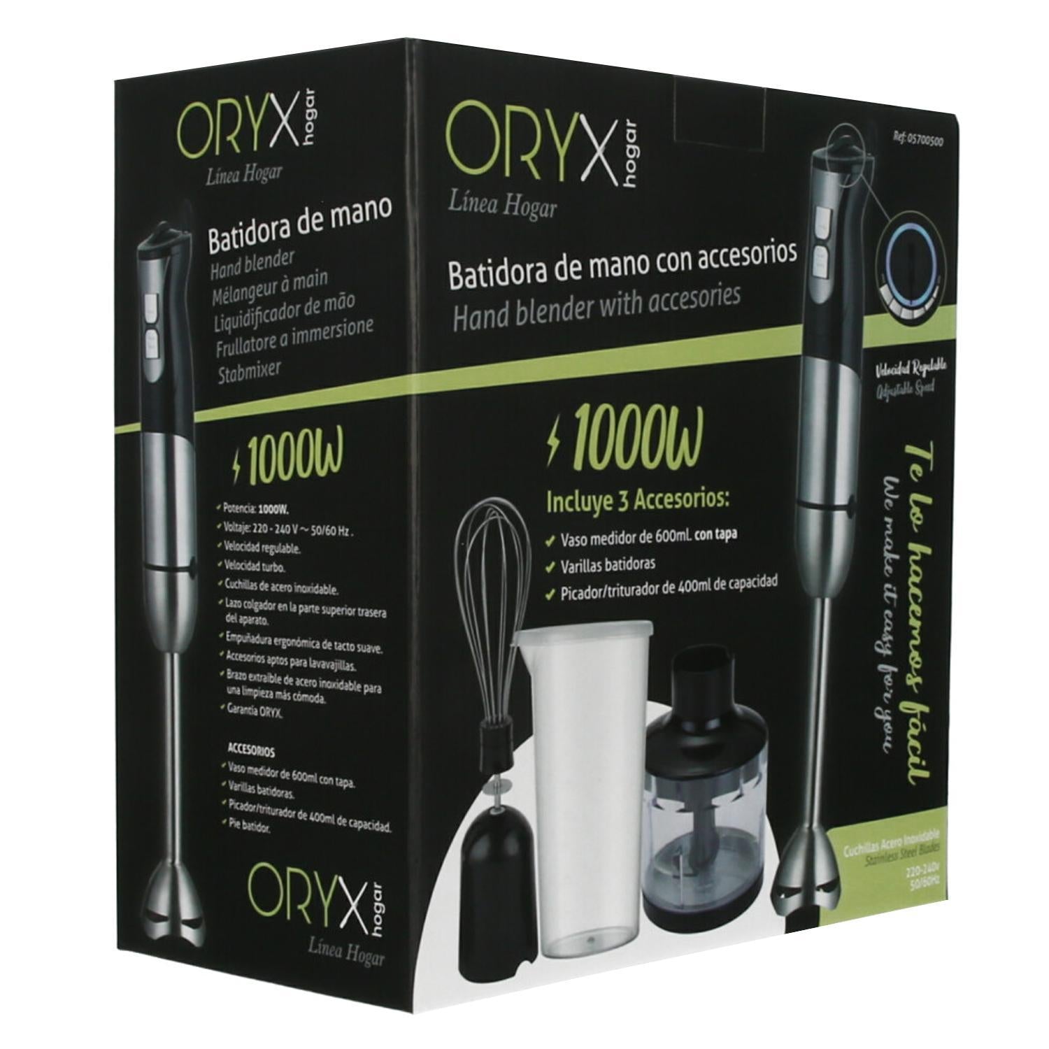 Batidora De Mano, Incluye Accesorios, 1000 W. Velocidad Regulable. Con Vaso Medidor, Picador - Triturador Y Varillas.