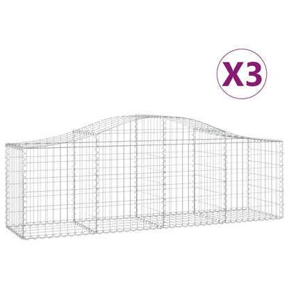 Cestas Gaviones 3 Uds Forma De Arco Hierro 200x50x60/80 Cm_0