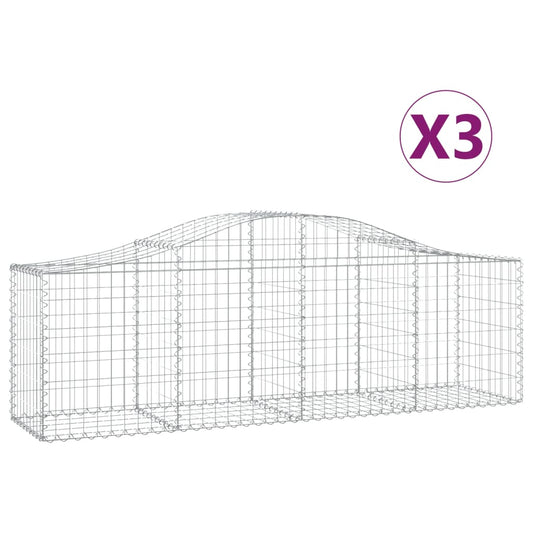 Cestas Gaviones 3 Uds Forma De Arco Hierro 200x50x60/80 Cm_0