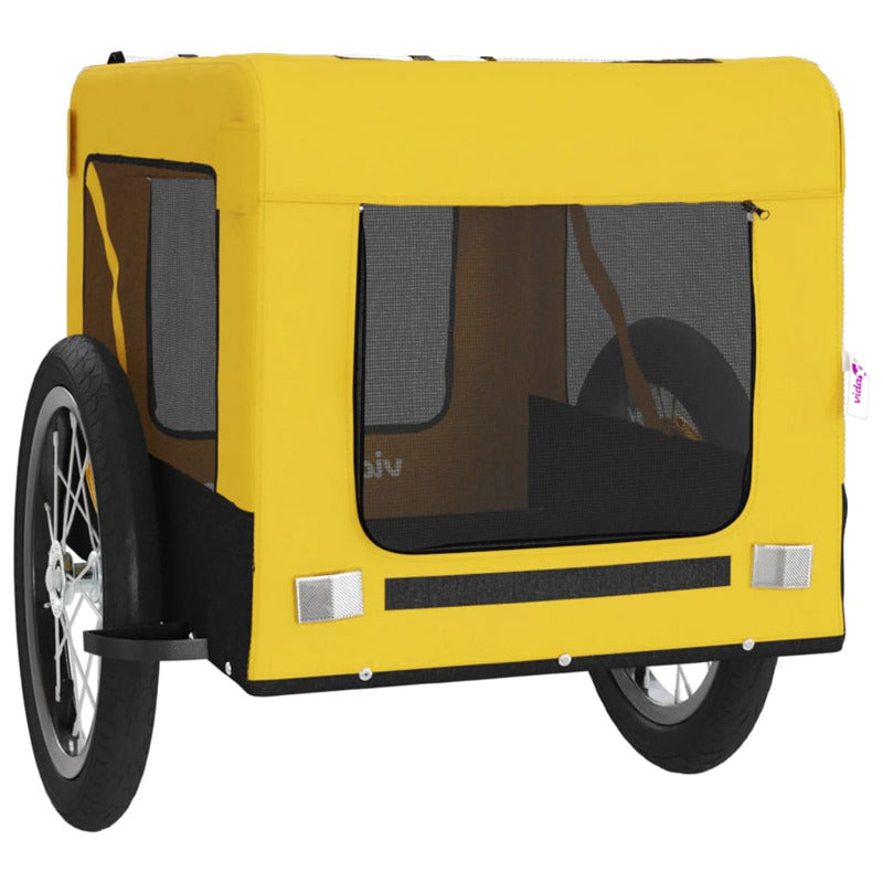 Vidaxl Remolque Bicicleta Mascotas Hierro Tela Oxford Amarillo Negro_5