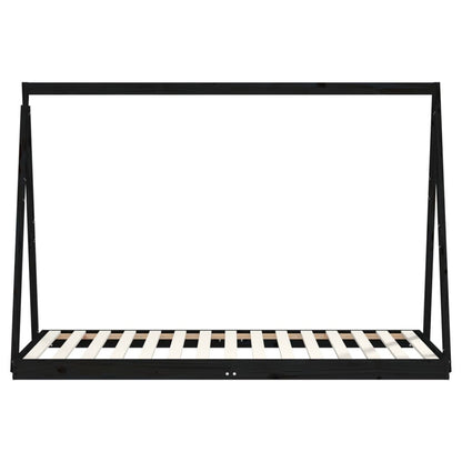 Vidaxl Estructura De Cama Para Niños Madera De Pino Negro 90x190 Cm_3
