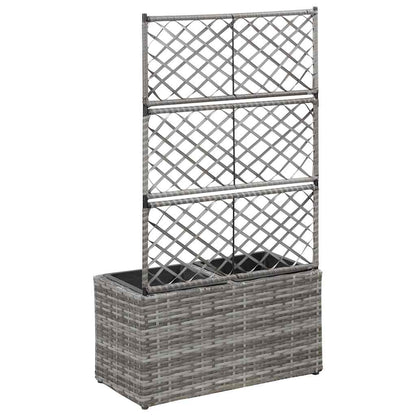 Enrejado Y Arriate 2 Macetas Ratán Sintético Gris 58x30x107 Cm_2