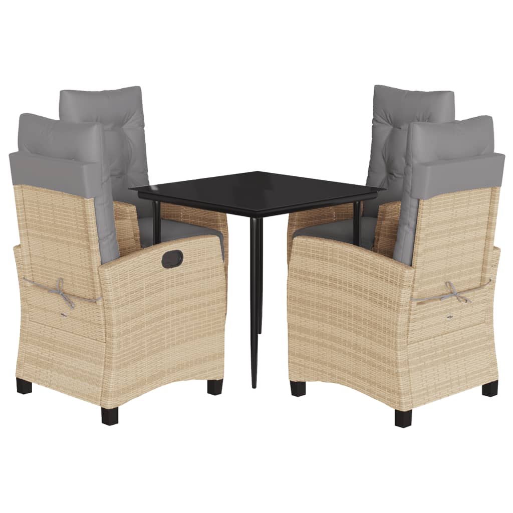 Set Comedor De Jardín 5 Pzas Con Cojines Ratán Sintético Beige / Vetonek_2