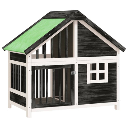 Caseta Para Perros Madera Maciza De Pino Gris 96x60,5x87 Cm_0