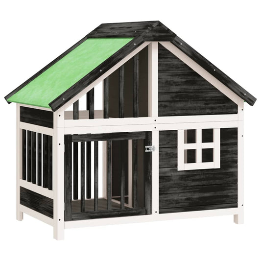 Caseta Para Perros Madera Maciza De Pino Gris 96x60,5x87 Cm_0