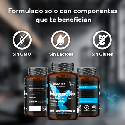 Pack 2x Magnesio (bisglicinato, Citrato, Taurato Y Malato). Sevens Nutrition. Energía, Rendimiento Y Descanso_3