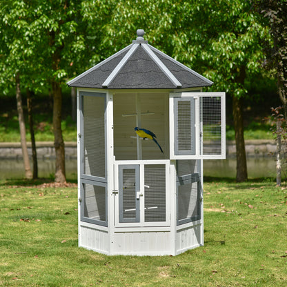 Pawhut Pajarera De Madera Grande Para Jardín Con Múltiples Ventanas Y Techo_1