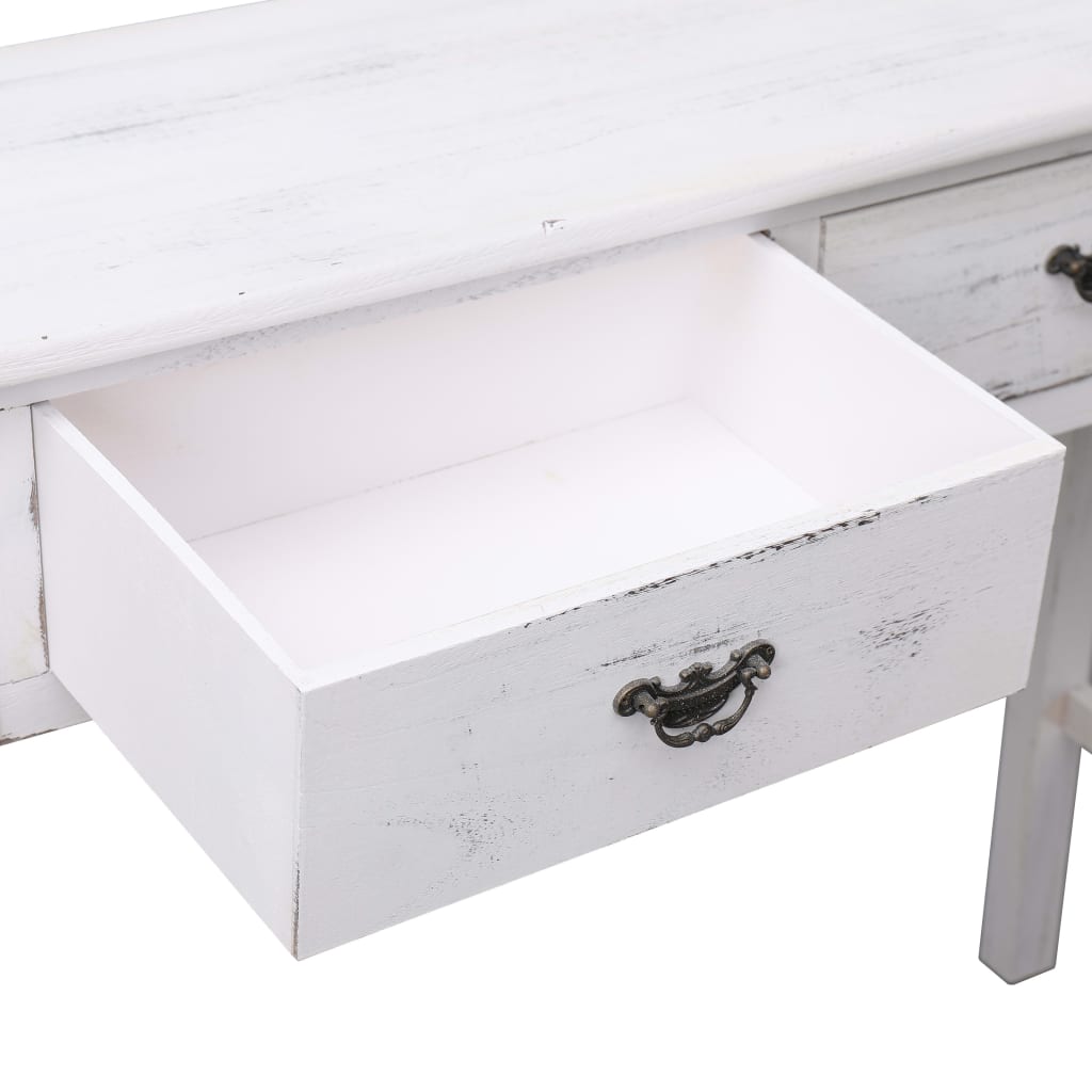 Mesa Consola De Madera Blanco Antiguo 90x30x77 Cm_3