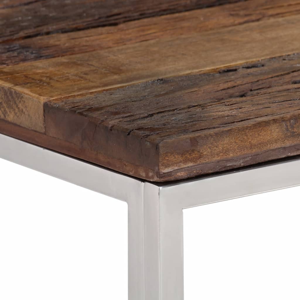 Mesa Consola Acero Inoxidable Madera Maciza Traviesa Plateado_2
