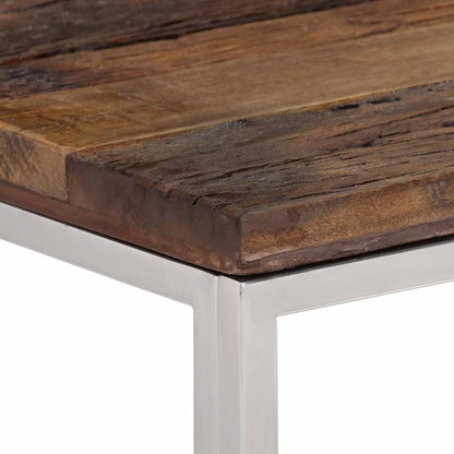 Mesa Consola Acero Inoxidable Madera Maciza Traviesa Plateado_2