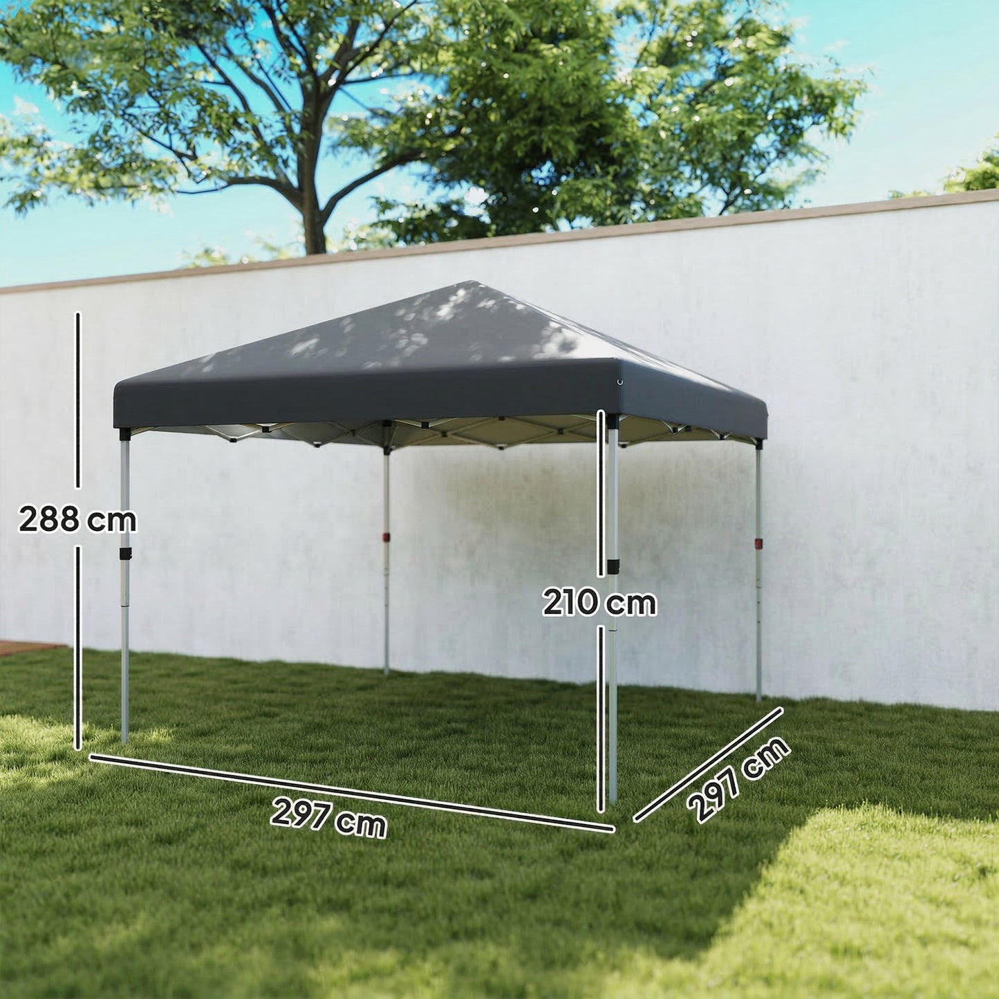 Outsunny Carpa Plegable 3x3 M Altura Ajustable Y Bolsa De Transporte Gris Oscuro_2