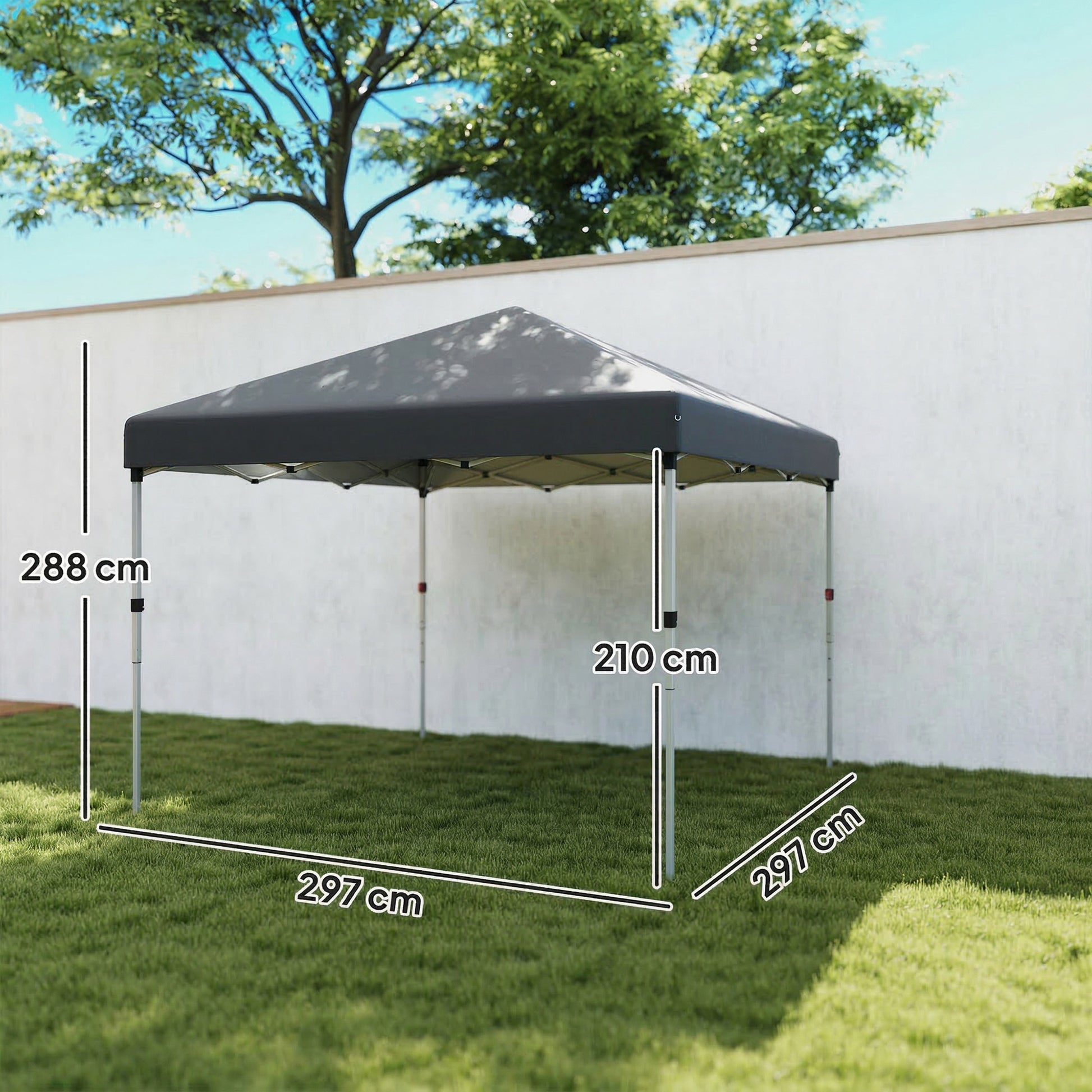 Outsunny Carpa Plegable 3x3 M Altura Ajustable Y Bolsa De Transporte Gris Oscuro_2