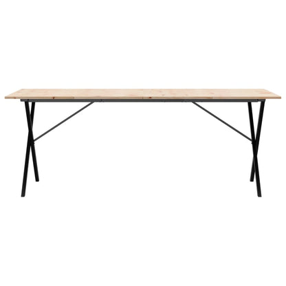 Mesa De Comedor Marco X Madera Maciza Pino Y Acero 200x100x75cm_2