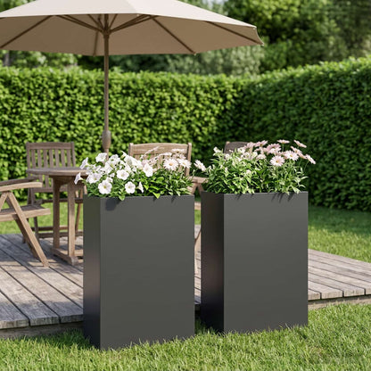 Macetero De Jardín 2 Uds. Negro 50 X 20 X 75 Cm_1
