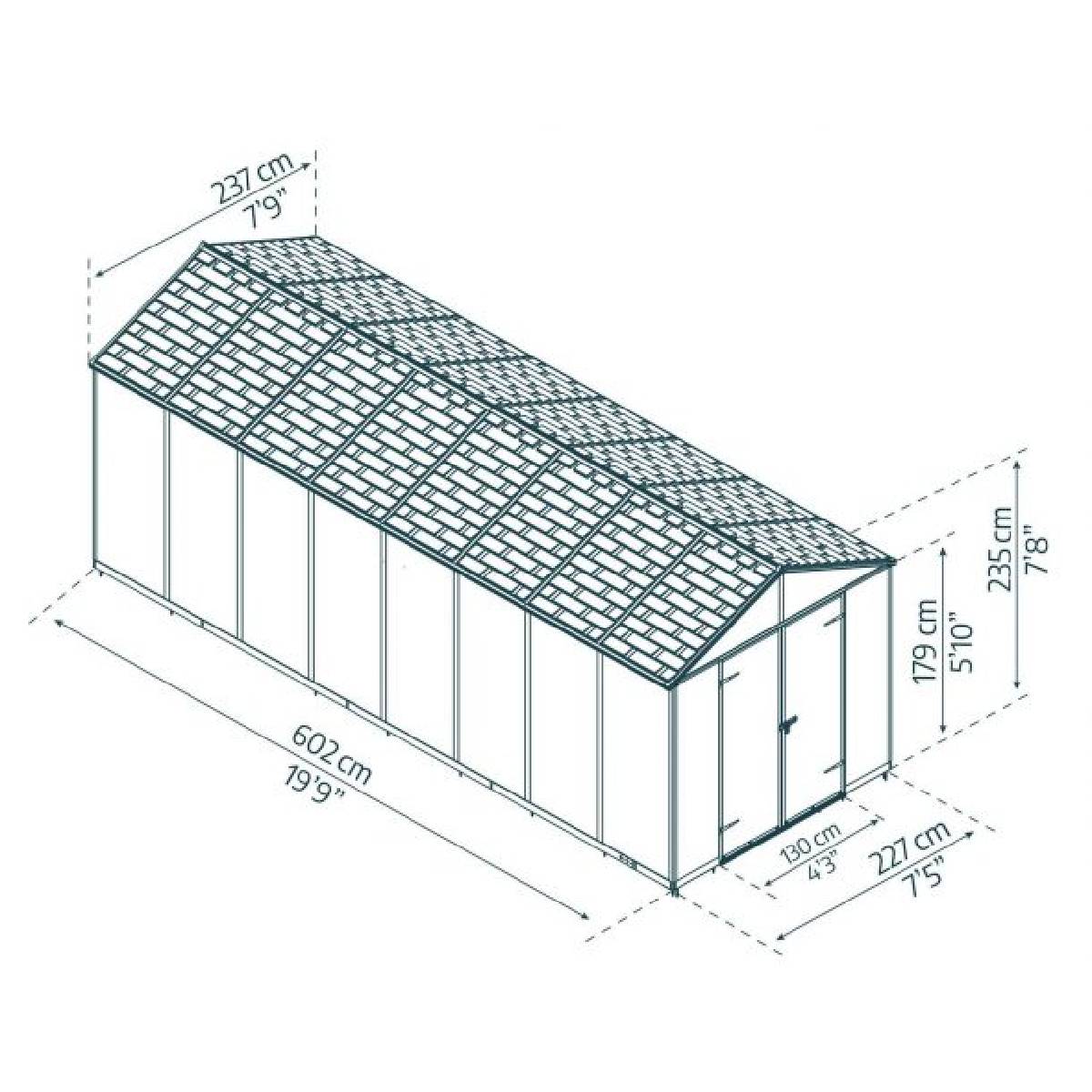 Telheiro de jardim Rubicon 237x602 cm Canopia cinzento escuro