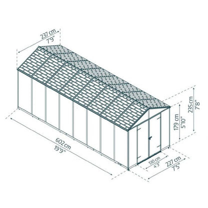 Telheiro de jardim Rubicon 237x602 cm Canopia cinzento escuro