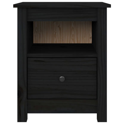 Mesitas De Noche 2 Uds Madera Maciza De Pino Negra 40x35x49 Cm_4