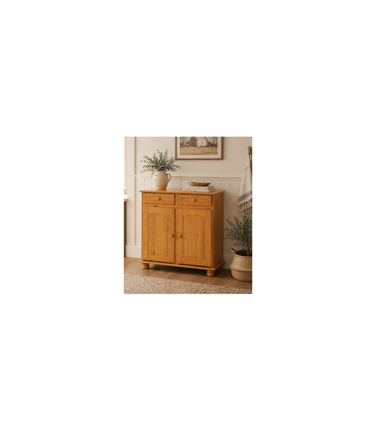 Aparador 2 Puertas Altea En Acabado Madera Maciza De Pino Color Miel 86 Cm(alto)88 Cm(anch_1