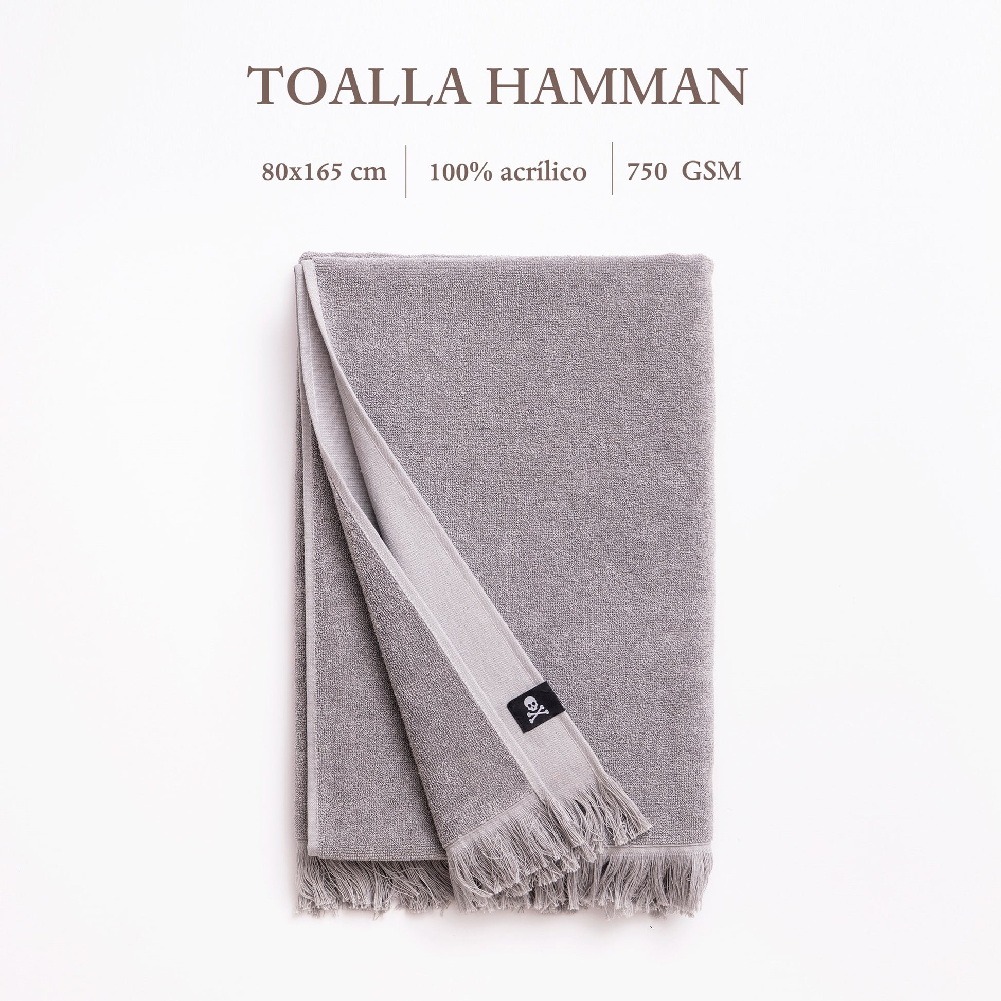 Toalla Hamman 80x165cm 100%algodón 380gsm Gris Claro Scalpers Home_2
