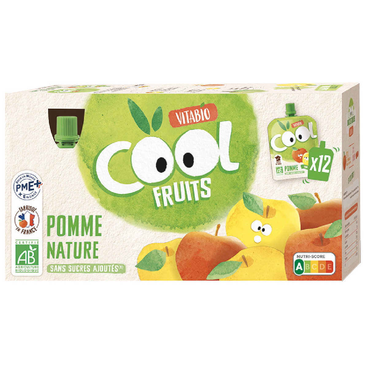 Pack de 12 unidades Cool Fruits Maçã 90g VITABIO