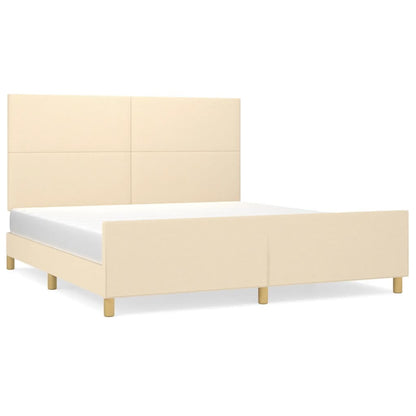 Estructura De Cama Con Cabecero De Tela Color Crema 160x200 Cm / Vetonek_1