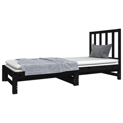 Sofá Cama Extraíble Madera Maciza De Pino Negro 2x(90x190) Cm / Vetonek_0