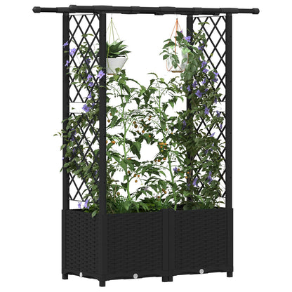 Cama Elevada Con Trellis Y Techo Negro 124,5 X 40 X 136 Cm Pp_2