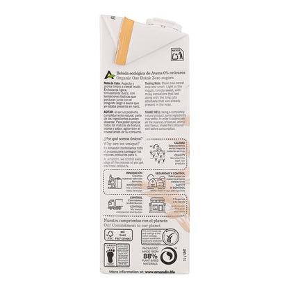 Bebida de Avena 0% Azúcares Bio Amandin 1L
