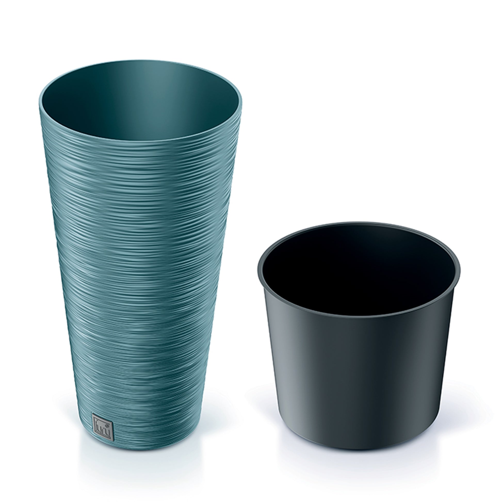 Macetero Color Azul Escandinavo, Con Depósito, Colección Furu, De 25 X 25 X 48 Cm, Capacidad De 7,5 L.