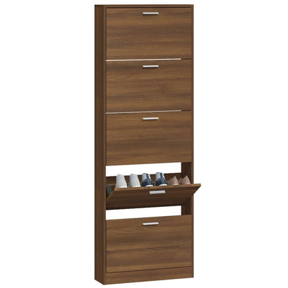 Vidaxl Mueble Zapatero Madera Contrachapada Marrón Roble 59x17x169 Cm_3