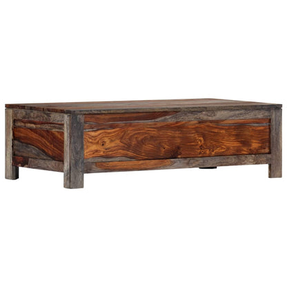 Mesa De Centro Madera Maciza De Sheesham Gris 100x50x30 Cm_2