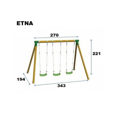 Columpio Triple De Madera Redonda Masgames Etna Xl._2
