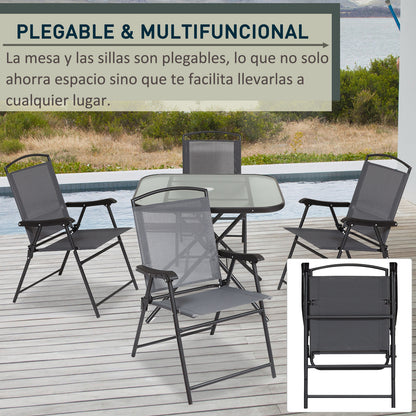 Outsunny Outdoor Juego De Comedor De Jardín De 5 Piezas Sillas Y Mesas Plegables_5