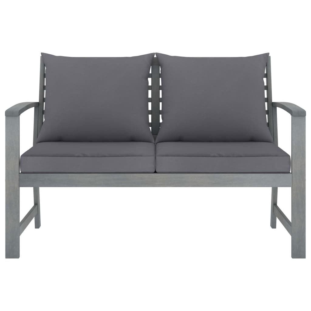 Vidaxl Banco De Jardín 120 Cm Cojines Gris Oscuro Madera Acacia Maciza_1