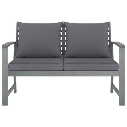 Vidaxl Banco De Jardín 120 Cm Cojines Gris Oscuro Madera Acacia Maciza_1