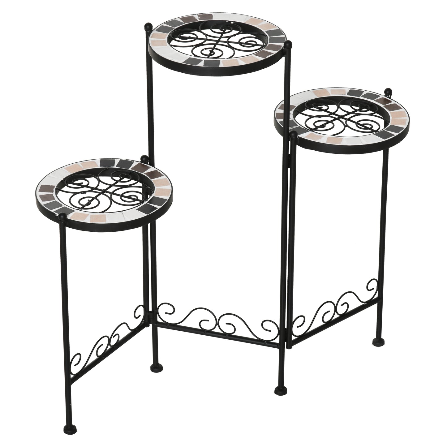 Outsunny Soporte Metal Para Plantas Mecetas Plegable Con 3 Estantes 60x22x65 Cm_4