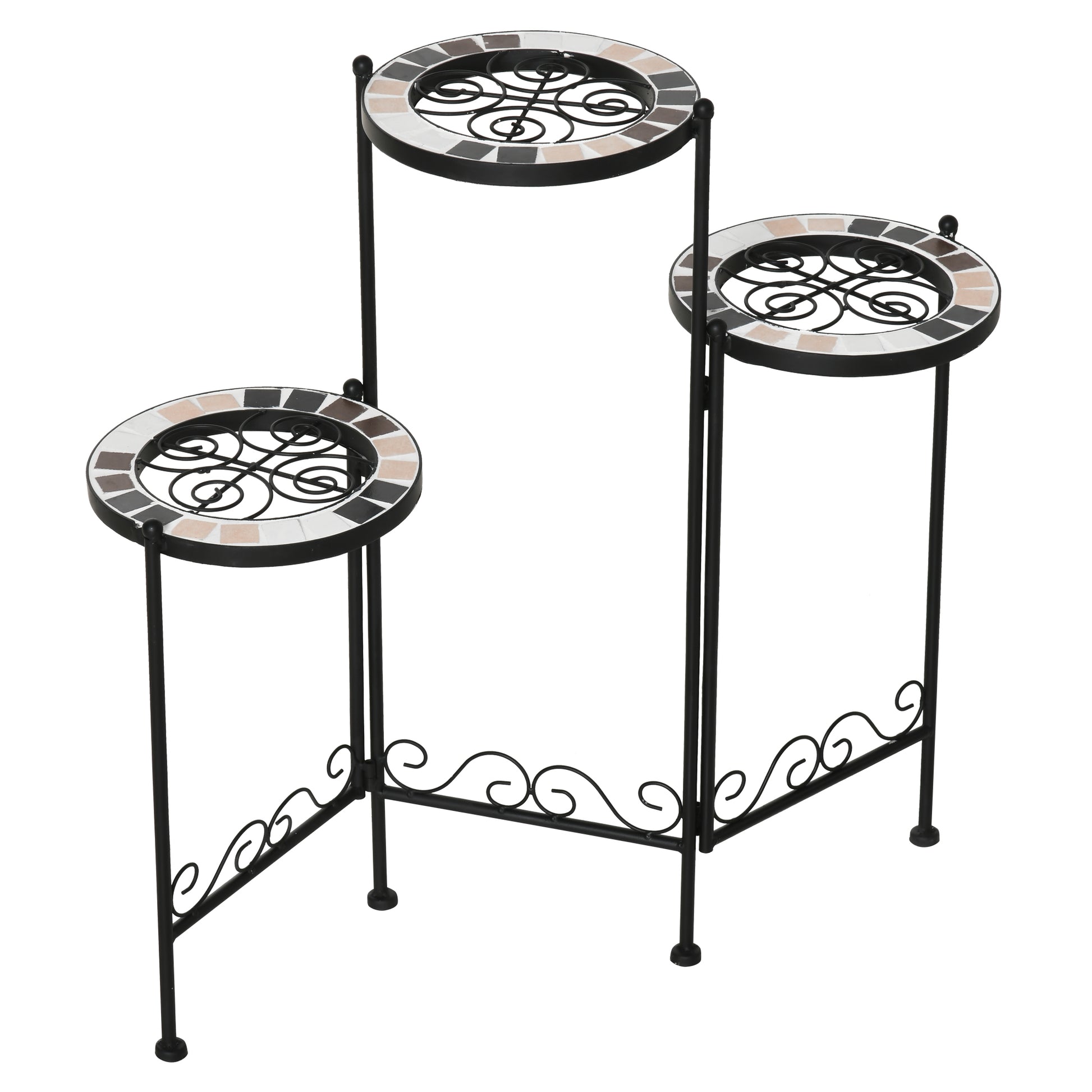 Outsunny Soporte Metal Para Plantas Mecetas Plegable Con 3 Estantes 60x22x65 Cm_4