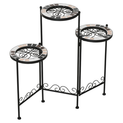 Outsunny Soporte Metal Para Plantas Mecetas Plegable Con 3 Estantes 60x22x65 Cm_4