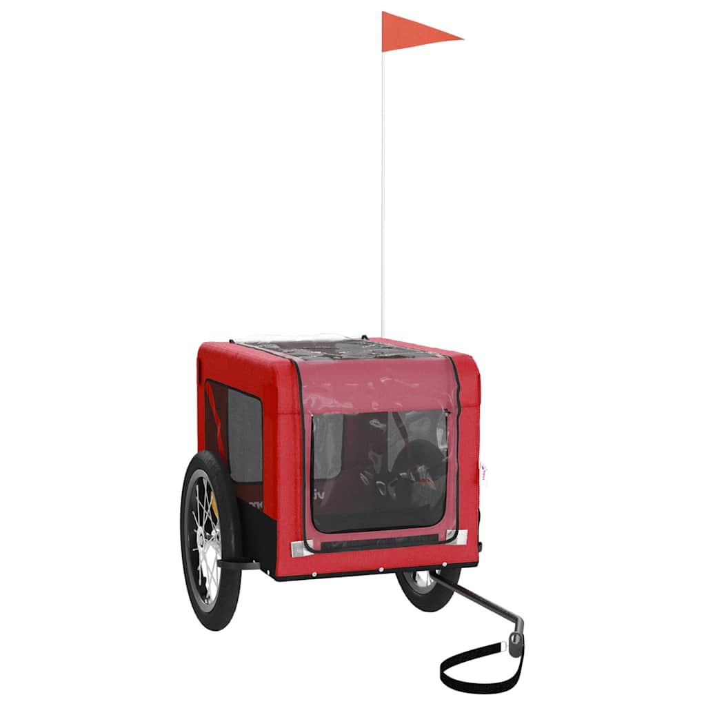Remolque De Bicicleta Mascotas Hierro Tela Oxford Rojo Negro_3
